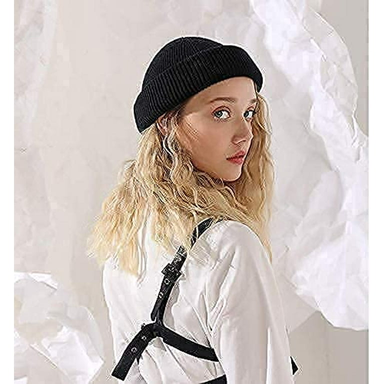 Viworld Wool Knit Cuff Short Fisherman Beanie for Men Women