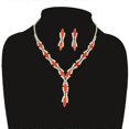 thumbnail image 4 of Silver Plated Royal Red Crystal Wedding Jewelry Sets for Women Leaf Long Necklace Earrings Bridal Jewelry Sets, 4 of 5