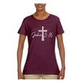 thumbnail image 2 of Wild Bobby John 3:16 Cross Inspirational/Christian Women Graphic Tee, Maroon, Large, 2 of 5