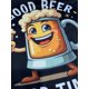 thumbnail image 3 of Camiseta informal de cuello redondo para hombre con estampado de dibujos animados "Good Beer Good Times", ligeramente elástica, corte regular, top de verano, 3 of 5