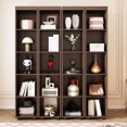 thumbnail image 3 of Queen Size Murphy Bed with Foldable Storage Cabinets, Modern Hideaway Wall Chest Bed with Open Shelves, Wooden Platform Bed Folded into Cabinet for Guest Room, Espresso, 3 of 9