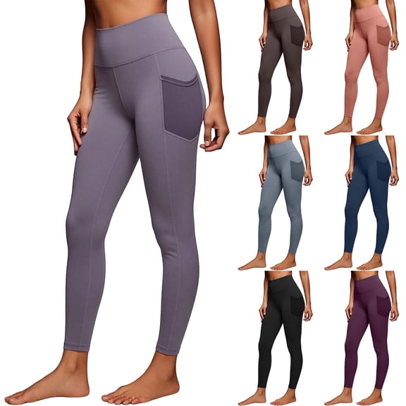 Gfyviroh Womens High Rise Yoga Leggings Stretch Shaping Workout Pants Tummy Control Active Wear with Side Pockets
