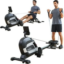 Pooboo Row Machine Adjustable 14 level Magnetic Resistance Rowing Machine Indoor Silent Fitness Equipment Rower with Transport Wheels & LCD Monitor for Home Gym Weight 350 lbs