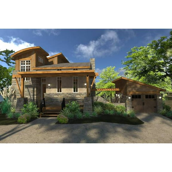 The House Designers: THD-9040 Builder-Ready Blueprints to Build a Minimalist Beach House Plan with Walkout Basement Foundation (5 Printed Sets)