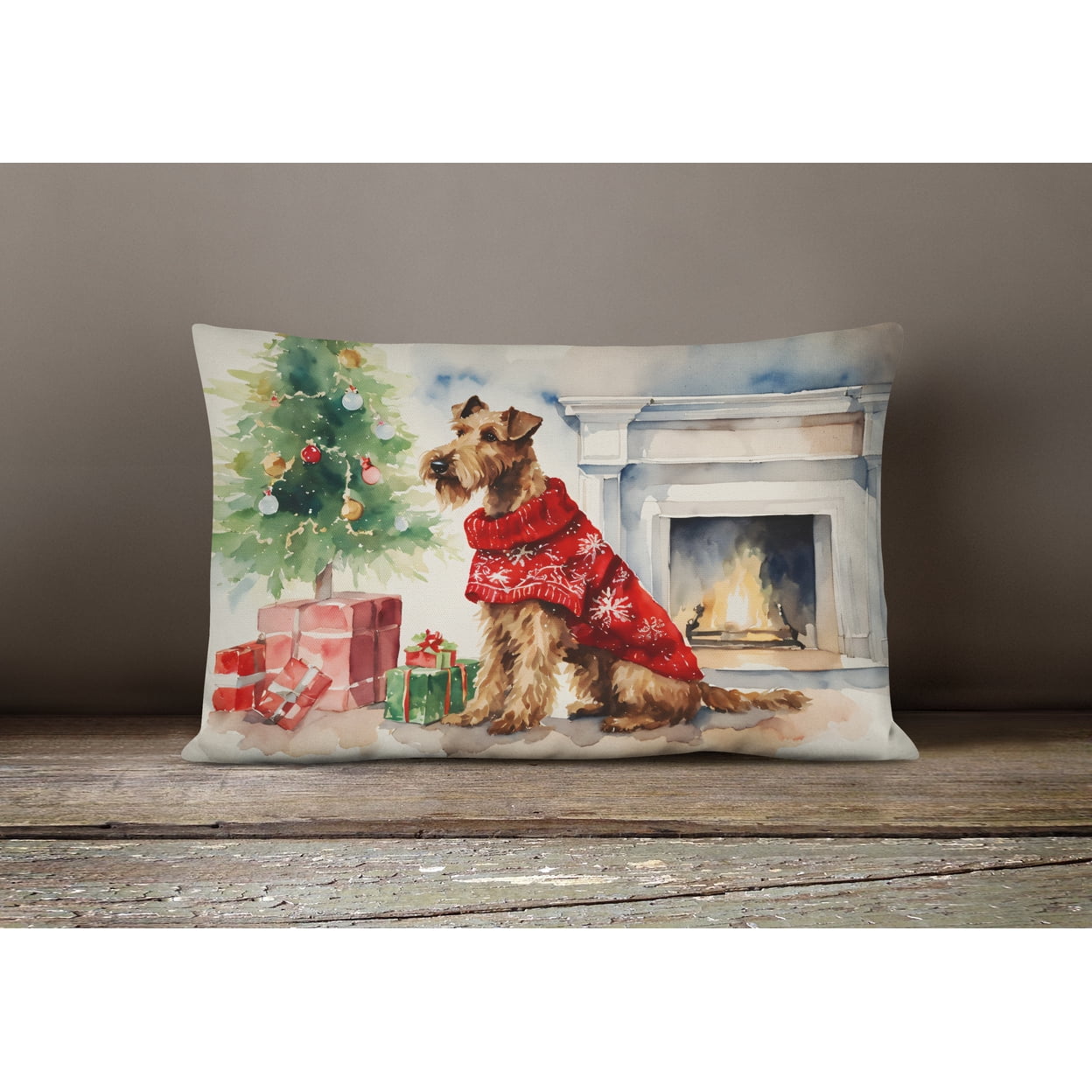 Irish Terrier Cozy Christmas Throw Pillow 12 in x 16 in