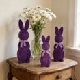thumbnail image 5 of ZhyrZng 3pc Simulated Flocked Bunny, Adorable Easter Flocked Bunnies Figurine And Moss Rabbit Statues Featuring Vibrant Spring Colors For Desktop And Holiday Party Decorations, 5 of 7