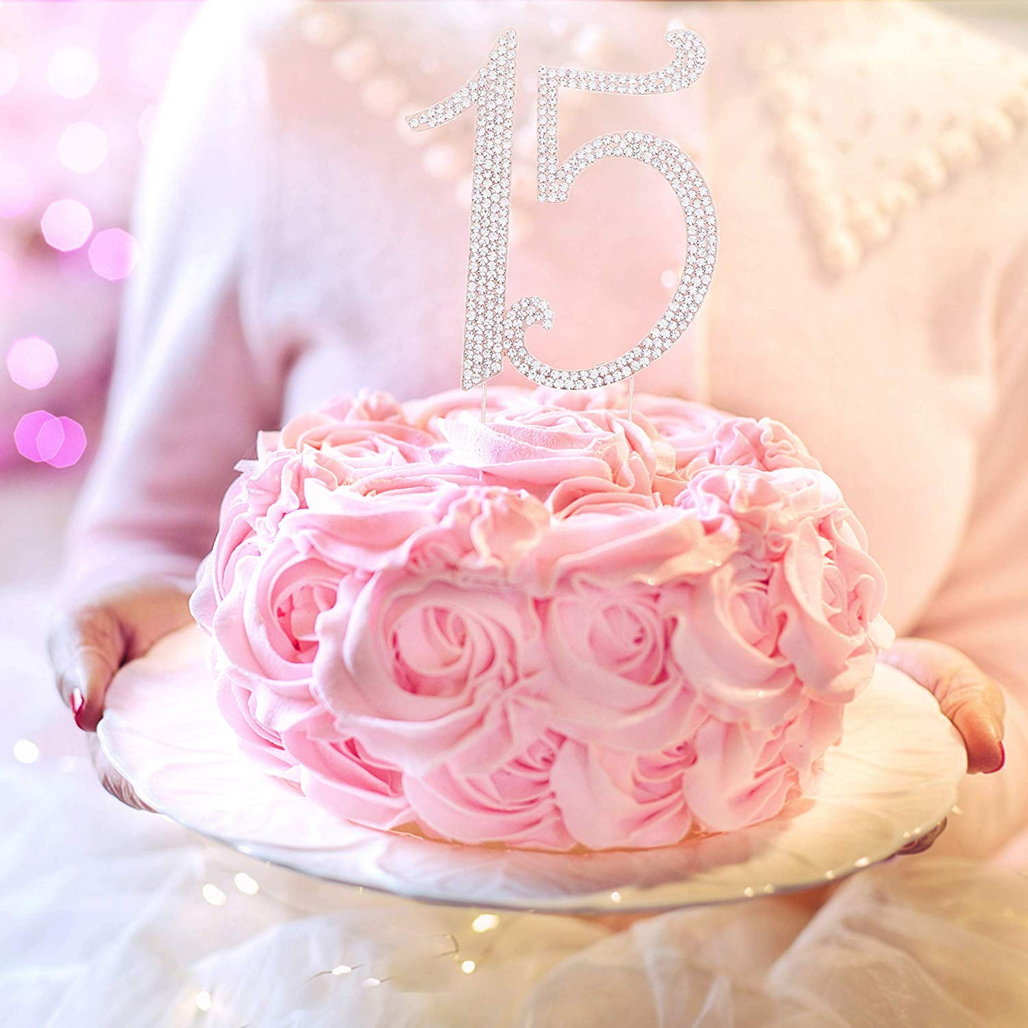 3D-Krone Kerzen Nummer 15 – Rosa Geburtstagskerzen Für Mädchen, Ca. 13 Cm