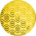 thumbnail image 1 of Ahgly Company Machine Washable Indoor Round Solid Yellow Modern Area Rugs, 7' Round, 1 of 4
