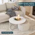 thumbnail image 4 of Round Coffee Table for Small Spaces - Modern White Marble Top, 4 of 8