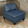 thumbnail image 6 of Samy 37 Inch Modular Armless Sofa Chair- Blue Faux Leather- Solid Wood, 6 of 6