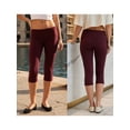 thumbnail image 2 of Pantalones capri de mujer de tiro bajo con cintura plegable, color liso, corte ajustado y estilo cropped., 2 of 9
