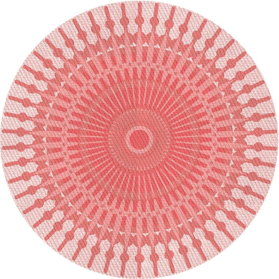 Ahgly Company Indoor Round Patterned Deep Rose Pink Area Rugs, 6' Round