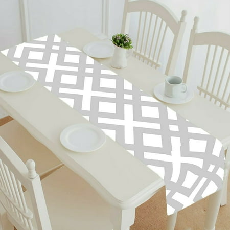 

ECZJNT Grey squares geometric table runner table cloth tea table cloth 14x72 Inch