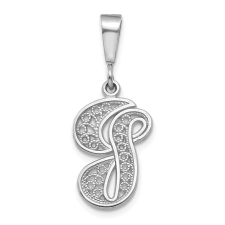 Diamond2Deal 14k White Gold Script Filigree G Initial Pendant for Women