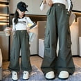 thumbnail image 2 of shoper Girls Parachute Cargo Pants Baggy Elastic High Waist Drawstring Fasion Hop Jogger Trousers Y2k Casual Streetwear Sweatpants Back to School Clothes, 2 of 7