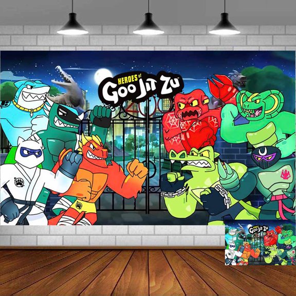 Heroes of the Goo jit zu Backdrop Banner Party Supplies Poster Movie Theme Background for Photography Kids Birthday Decorations