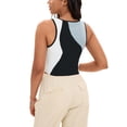 thumbnail image 3 of ATHLECHIC Camiseta sin mangas de verano de bloques de color para mujer, con cuello redondo, básica, para salir, talla XL, negro y gris, 3 of 5