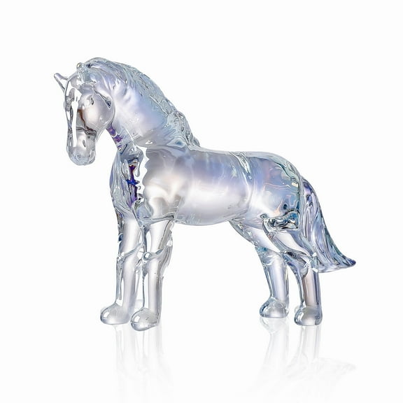 Clear Crystal Standing Horse Figurine Collectible Glass Animal Statue Decoration Ornaments for Home Office Table，100*32mm