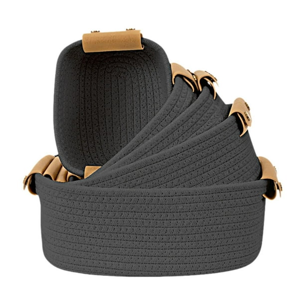 Juego de 5 cestas tejidas para decoración del hogar, cesta para juguetes, ropa y toallas. Gris