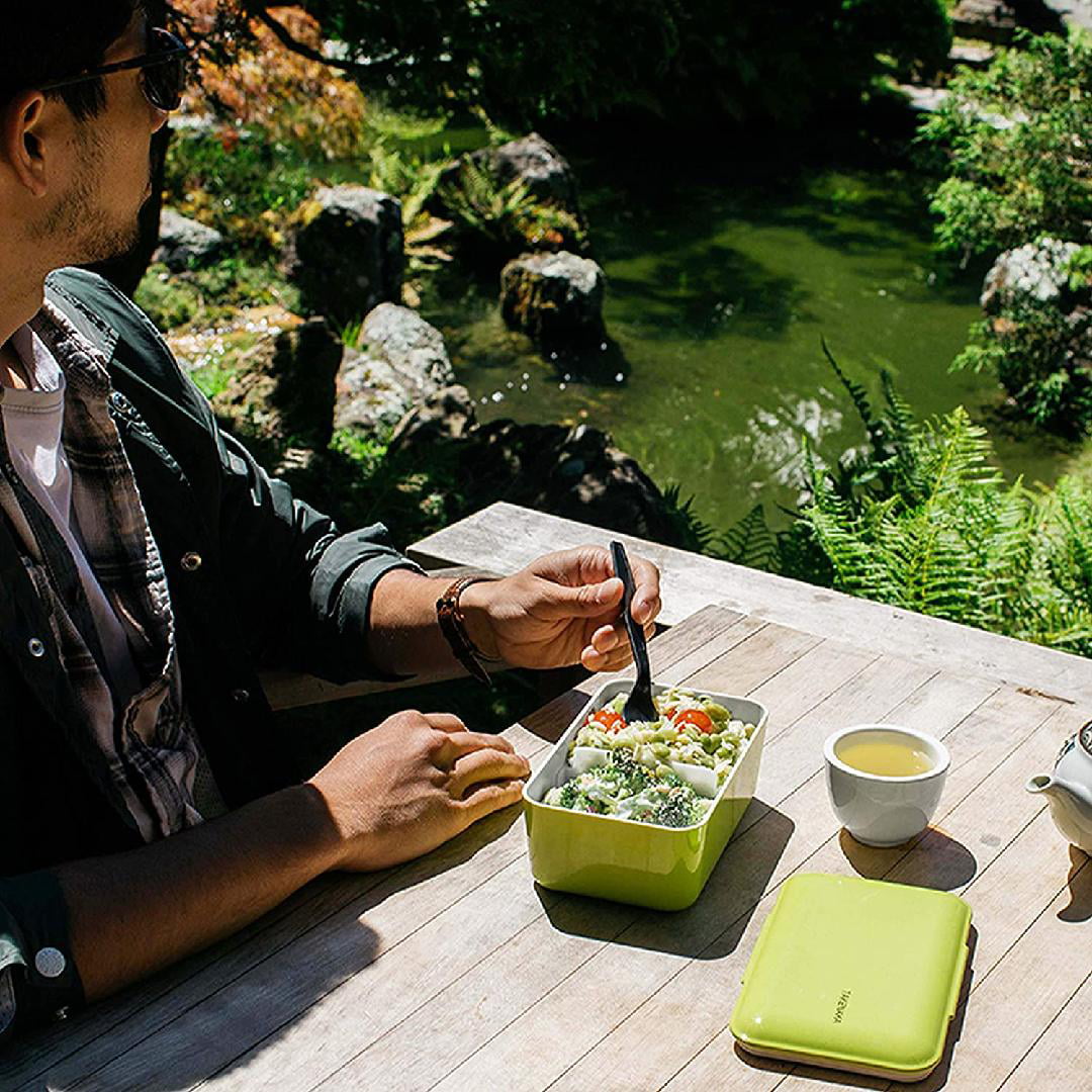 TAKENAKA Bento Bite Dual from, Eco-Friendly and Sustainable Japanese Style  Bento Lunch Box (Matte Olive)