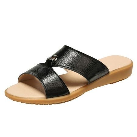 

PEASKJP Womens Sandals Womens Arch Support Sandals Orthotic Adjustable Thong Flip Flops (Black 8.5)