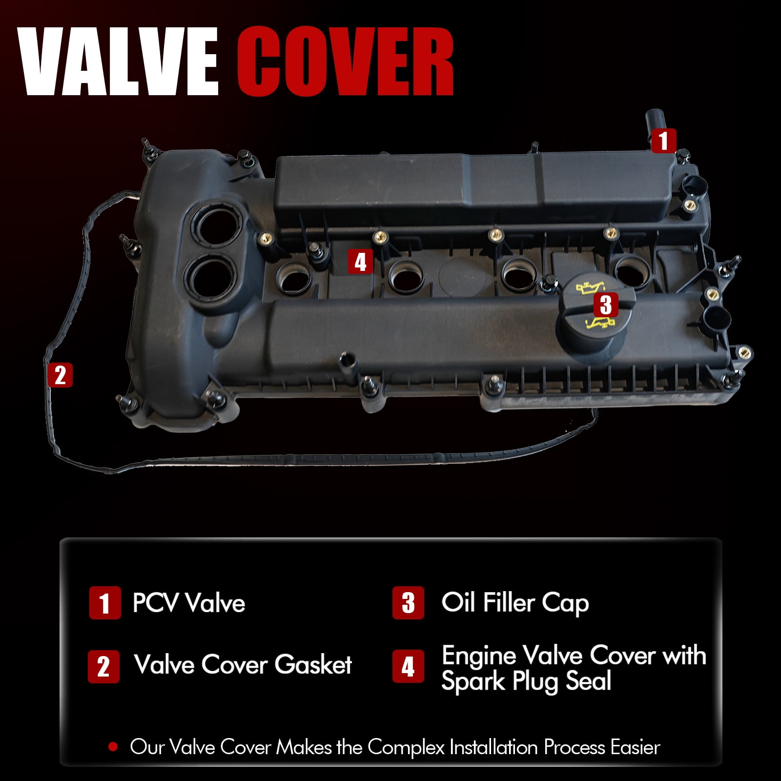 Engine Valve Cover Gasket Kit Compatible with 2012 2013 2014 Ford Focus 2.0L Naturally Aspirated Replace CM5Z6582E