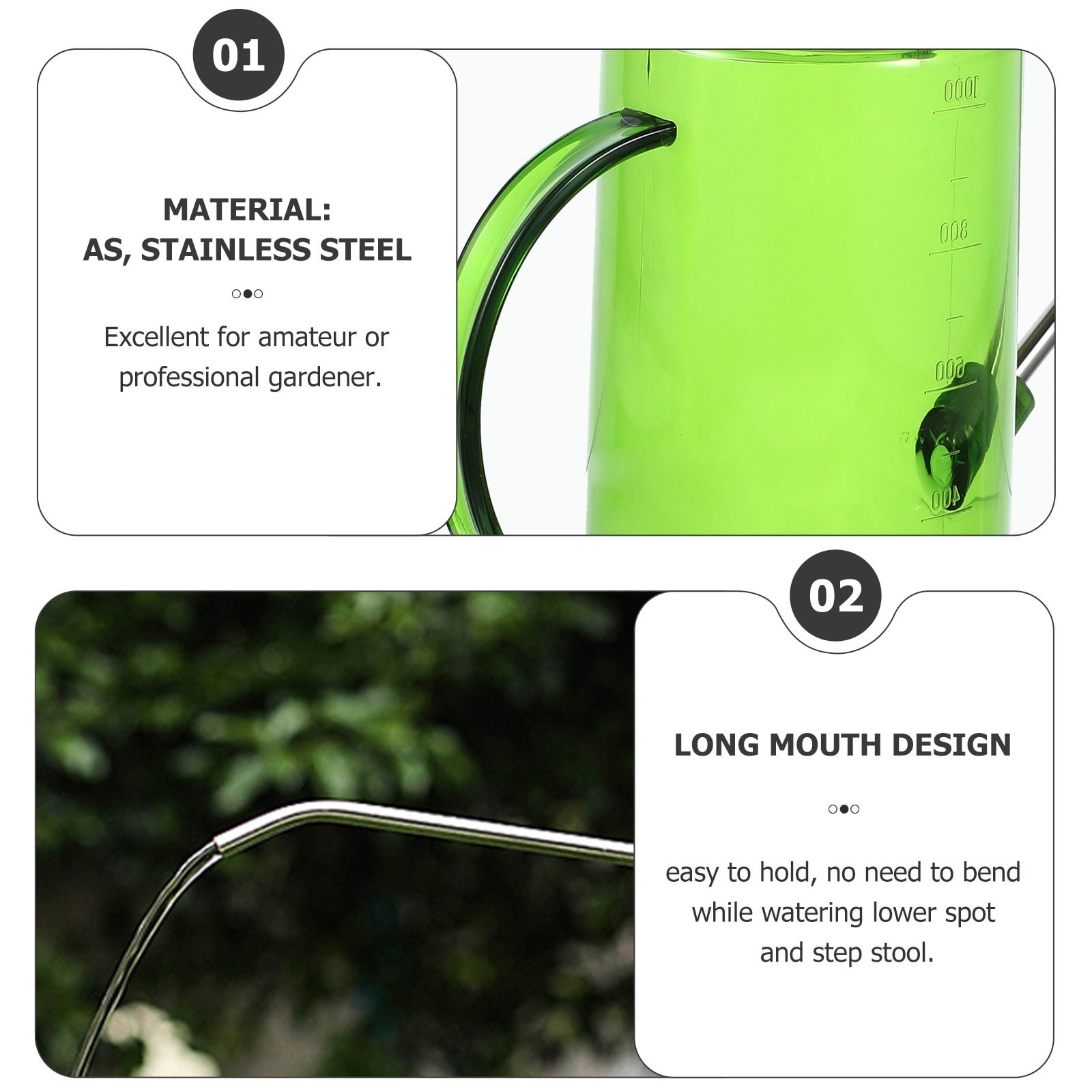 Worgeous Portable Watering Can with Long Mouth for Garden Potted Plants Large Capacity Kettle Container Home Use