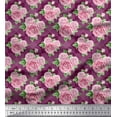 thumbnail image 1 of Soimoi Crepe Silk Fabric Check,Leaves & Rose Floral Fabric Prints by Yard 42 Inch Wide, 1 of 3