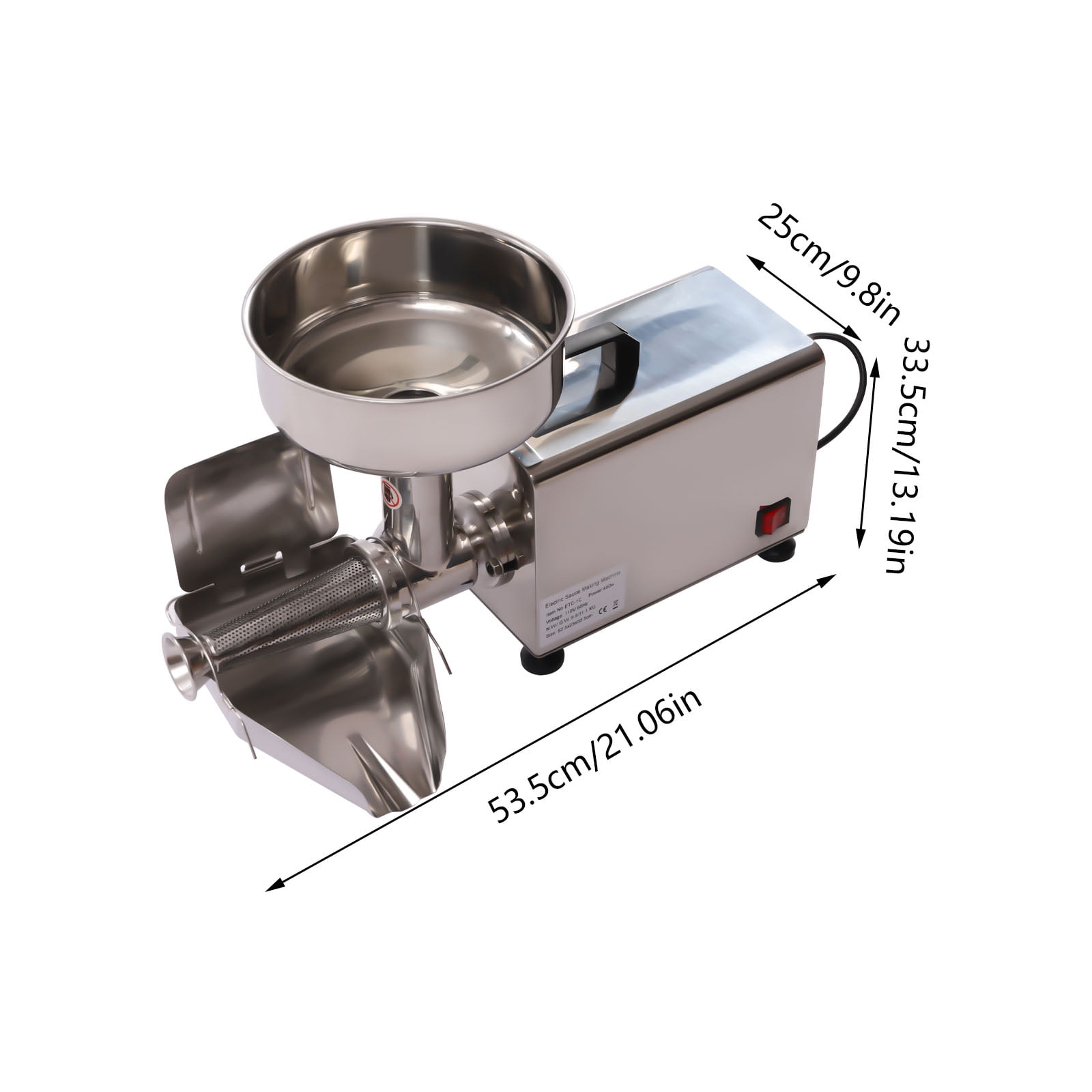 Fichiouy Electric Tomato Strainer Commercial Jams Milling Machine Food Strainer and Sauce Maker for Tomato Strawberry and Blueberry 110V 450W