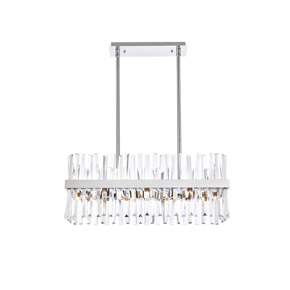 Serephina 30 inch crystal rectangle chandelier light in chrome
