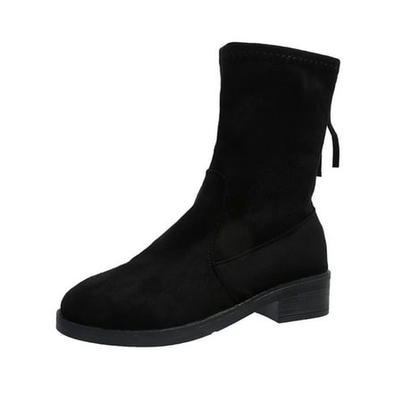 

Ankle Boots for Women Women S Vintage Bandage Round Toe Plus Velvet Short Naked Boots Shoes Ankle Boots Flock 42