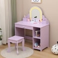 thumbnail image 5 of Garvee Kids Vanity with Lighted Mirror, 2 In 1 Little Girls Vanity Table & Stool, Kids Makeup with Drawer & Open Shelves for 3-9 Yrs Girls, 5 of 6