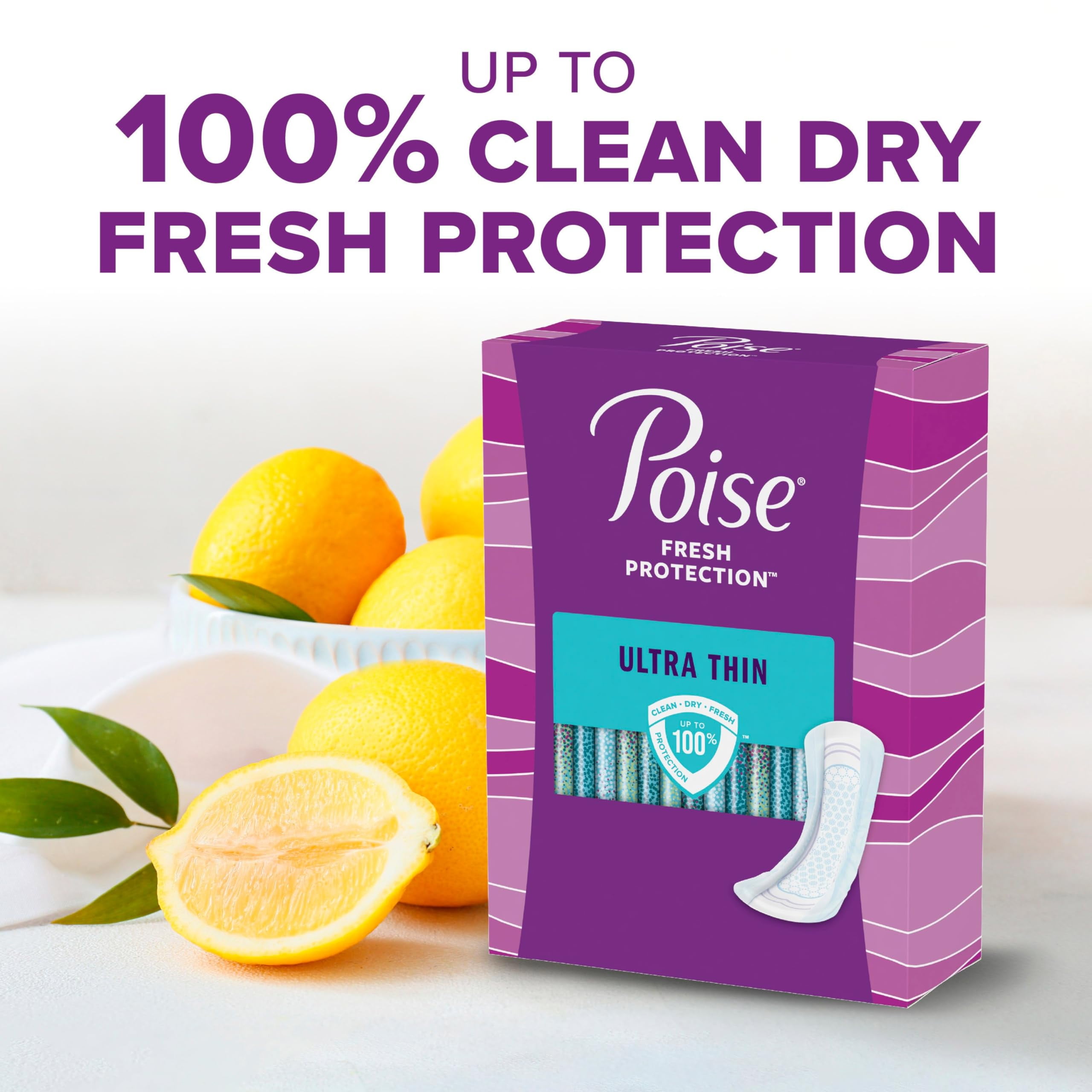 Poise Ultra Thin Incontinence Pads & Postpartum Incontinence Pads, 6 Drop Ultimate Absorbency, Long Length, 26 Count (Pack of 3), Packaging May Vary