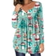 thumbnail image 1 of Pntutb Mujer Casual Suelto Cuello Redondo Botón Manga Larga Estampado De Navidad Top Pntutb Pntutb-6263, 1 of 5