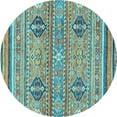 thumbnail image 1 of Ahgly Company Indoor Round Abstract Light Blue Modern Area Rugs, 4' Round, 1 of 4