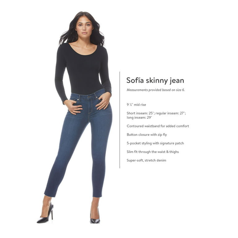 Sofia Jeans by Sofia Vergara Women's Skinny Mid Rise Stretch Ankle