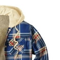 thumbnail image 4 of XMMSWDLA Deals Clearance Tops for Men Thick Quilted Plaid Printed Jacket Hooded Warm Cotton-padded Jacket, 4 of 4