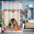 thumbnail image 6 of Easter Bunny No Hooks Shower Curtain with Snap-in Liner Rabbit Colorful Eggs Retro Linen Shower Curtains for Bathroom, Waterproof, Easy Install, Washable 72"x96", 6 of 9