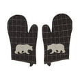 thumbnail image 2 of VHC Brands Cotton Oven Mitt Set of 2, Appliqued, Heat Resistant, Baking Glove Pot Holder, Kitchen Mitts, Wyatt Collection, 12.5x8, Espresso, 2 of 3