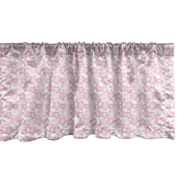 Ambesonne Floral Window Valance, Pastel Blush Tones Flower, 54" X 18", White Rose Pale Pink