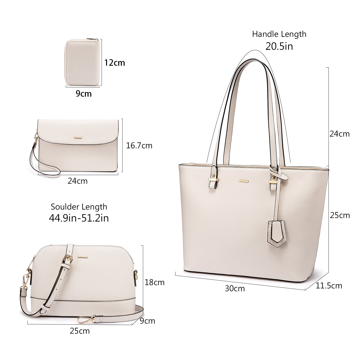Lovevook Purses and Handbags for Women, Fashion Tote Satchel Shoulder Bag,Top Handle Satchel Bags Purse Set- 3pcs & Beige