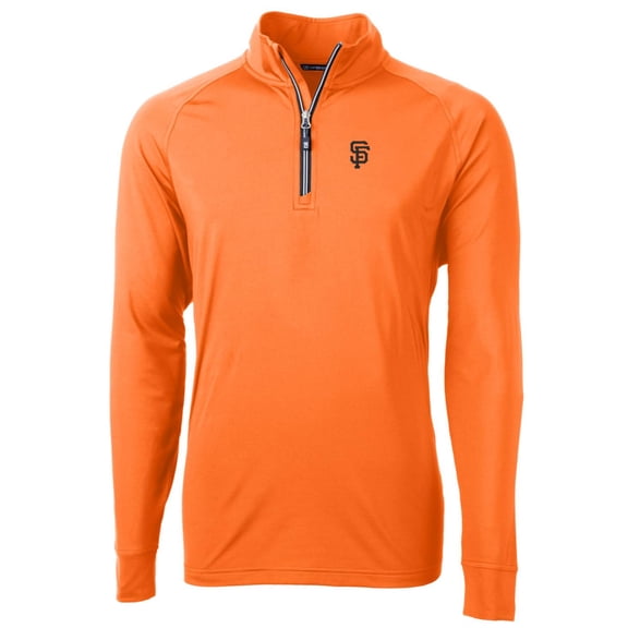 Men's Cutter & Buck Orange San Francisco Giants Adapt Eco Knit Stretch Recycled Quarter-Zip Pullover Jacket