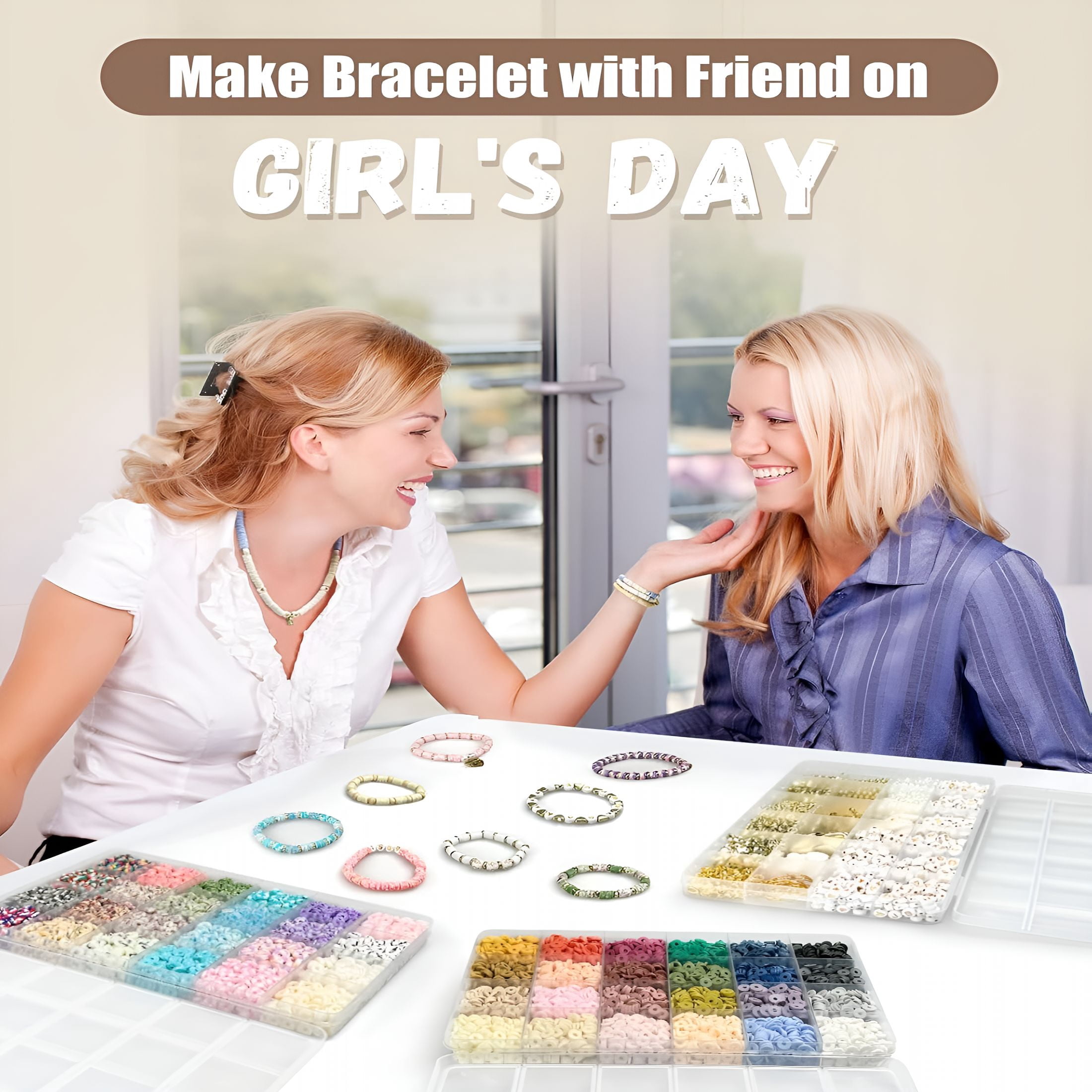 TUWAFE 14000 Pcs Clay Beads Bracelet Making Kit for Adults,3 Boxes 48 Colors Clay Beads for Bracelets Making,Jewelry Making Kits with Letter Beads for Girls 13-15,Friendship Bracelet Kit