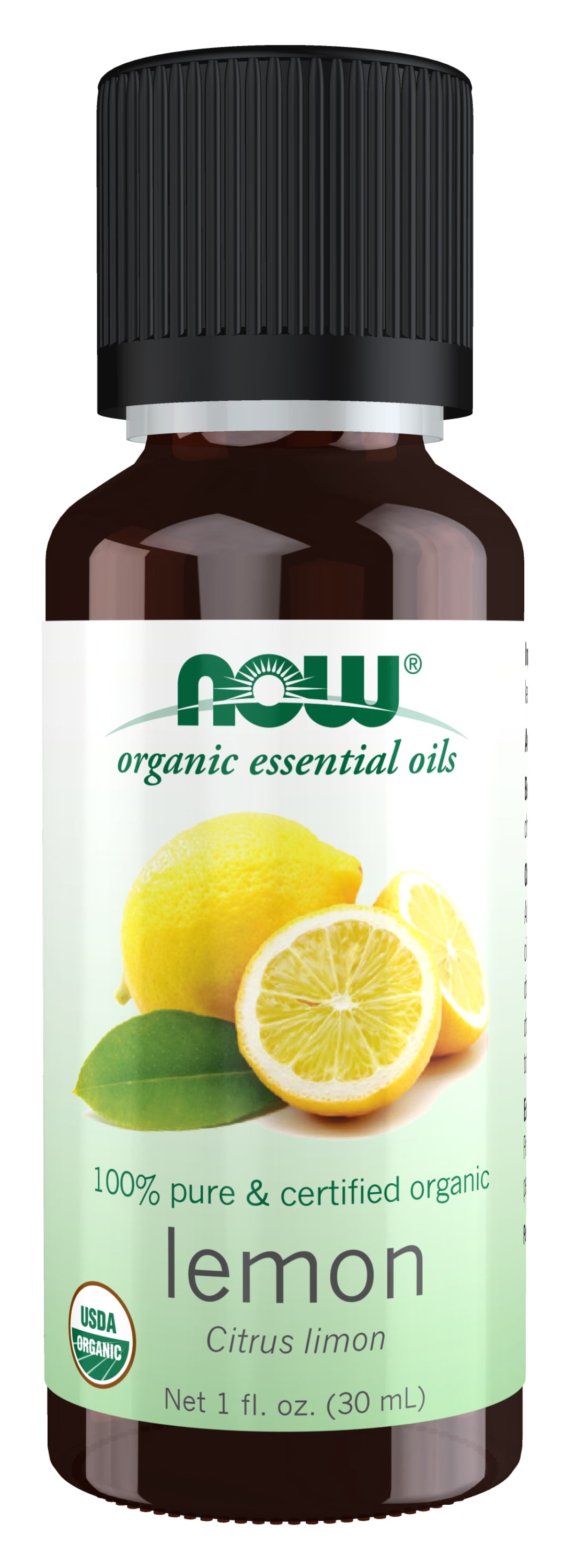 NOW Essential Oils, Organic Lemon Oil, Cheerful Aromatherapy Scent, Cold Pressed, 100% Pure, Vegan, Child Resistant Cap, 1-Ounce
