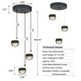 thumbnail image 3 of JoollySun Cluster Crystal Pendant Light: Modern 3 Globe Light Fixtures Ceiling Hanging for Kitchen Island Bathroom - Matte Black, 3 of 8