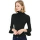 thumbnail image 2 of Suéter de cuello alto Allegra K con volantes para Mujer Jersey de punto Elástico Negro XS, 2 of 6
