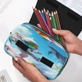 thumbnail image 6 of Sikiie Astronaut Tropical Dolphin Print Flip Double-layer Pencil Case, All-purpose Stationery Bag for Study and Office, Zipper Design, Unisex, 6 of 7