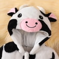 thumbnail image 6 of Cjfdfy Newborn Baby Animal Costume Warm Girls Boys Cute Cow Plush Hooded Romper Cosplay Jumpsuit For Halloween Holiday Outfit Baby Animal Costumes Unisex 1-9Months, 6 of 9