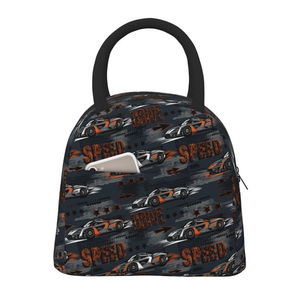 Fotbe Cool Sports Car Bolsa de Almuerzo con Estampado, Lonchera Aislada, Contenedor de Comida Reutilizable Tipo Cooler a Prueba de Fugas