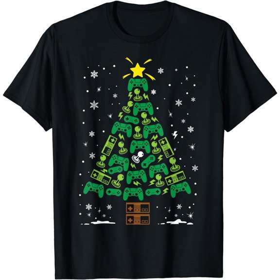 Gamer Nerd Video Game Lover Family Matching Christmas Tree T-Shirt